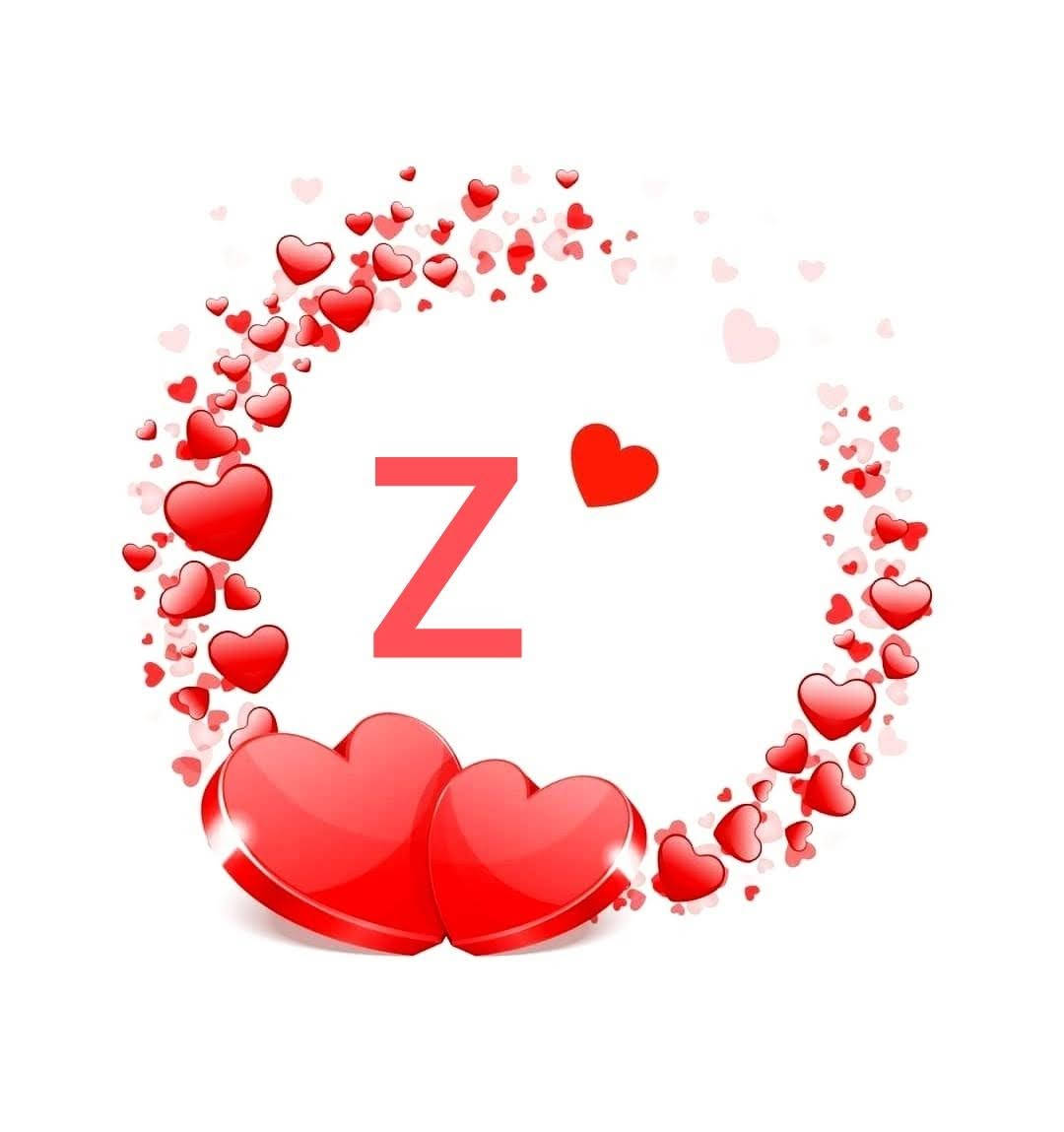 Letter Z With Red Hearts Background