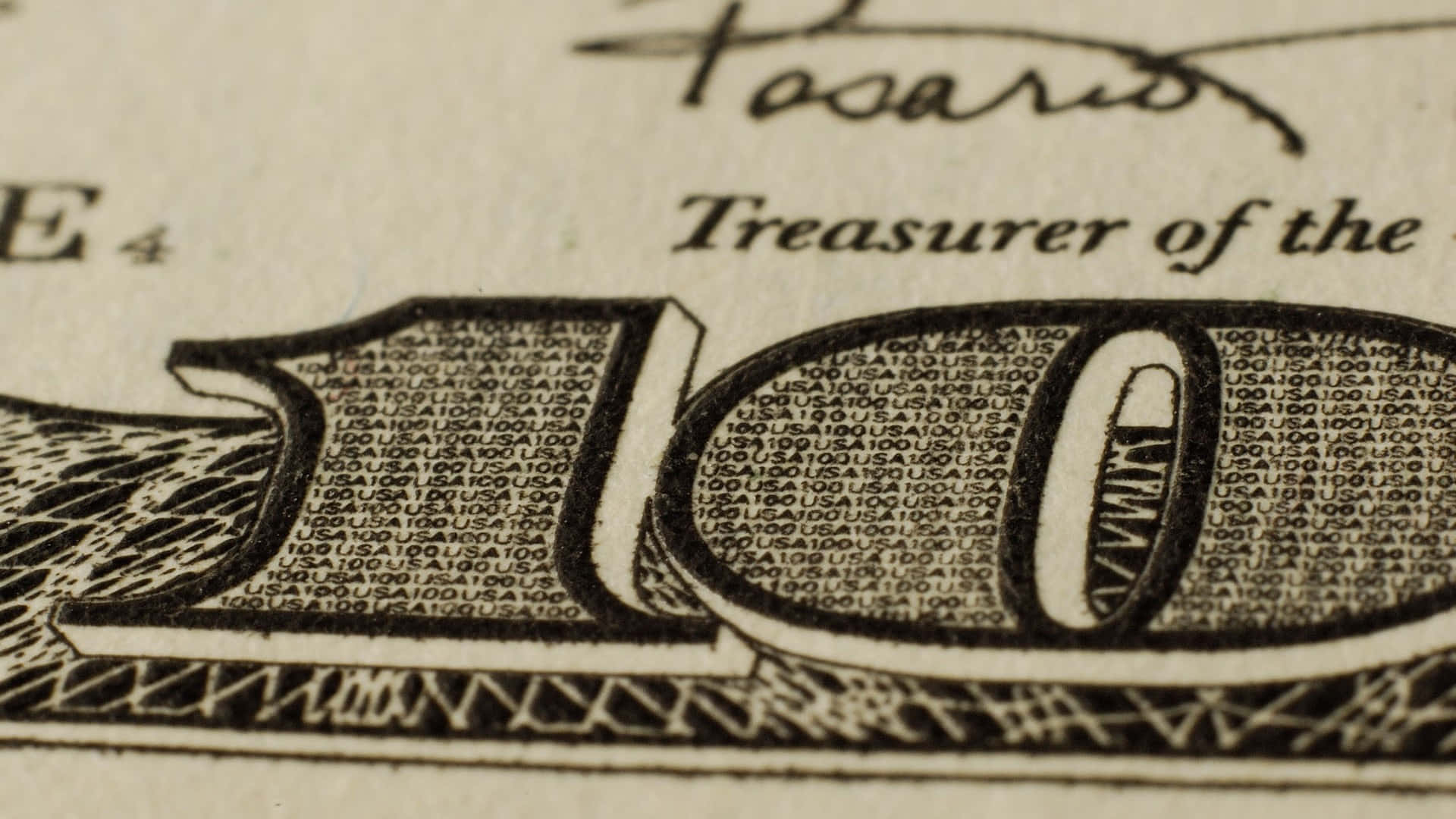 Letters Inside Number On 100 Dollar Bill Background