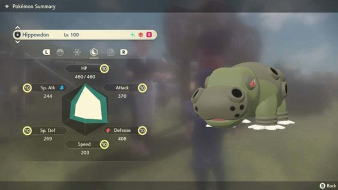 Level 100 Hippowdon Stats Summary