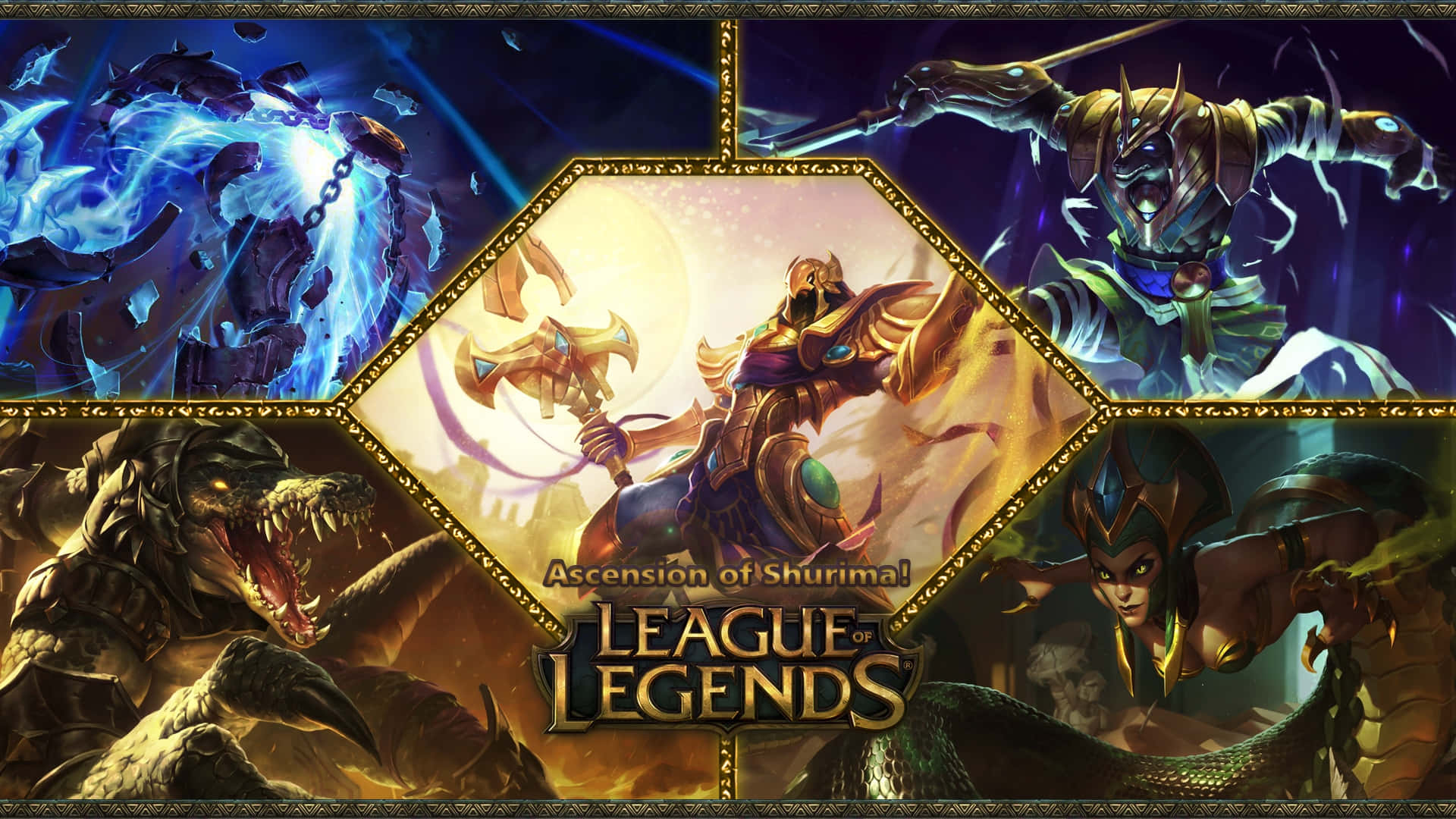 Level Up Your Gaming Experience With League Of Legends On A Laptop Background