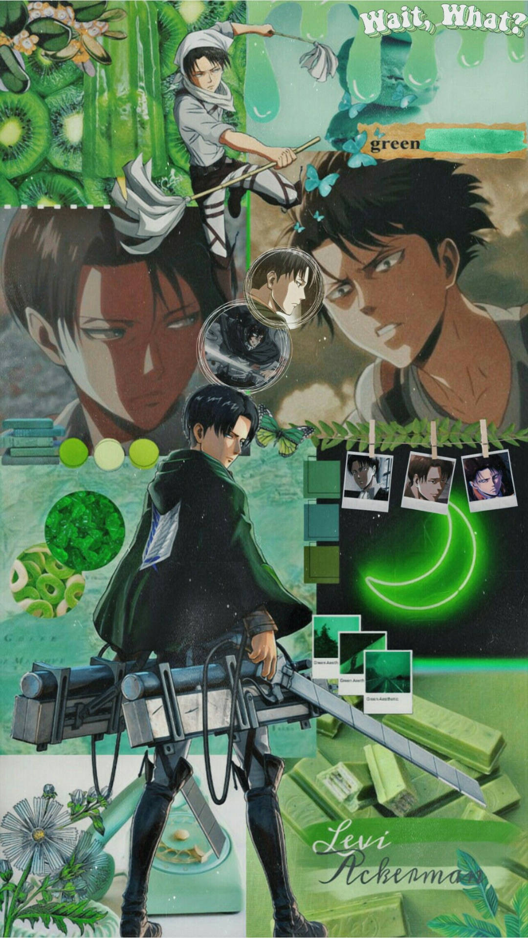 Levi Ackerman Green Anime Aesthetic Background