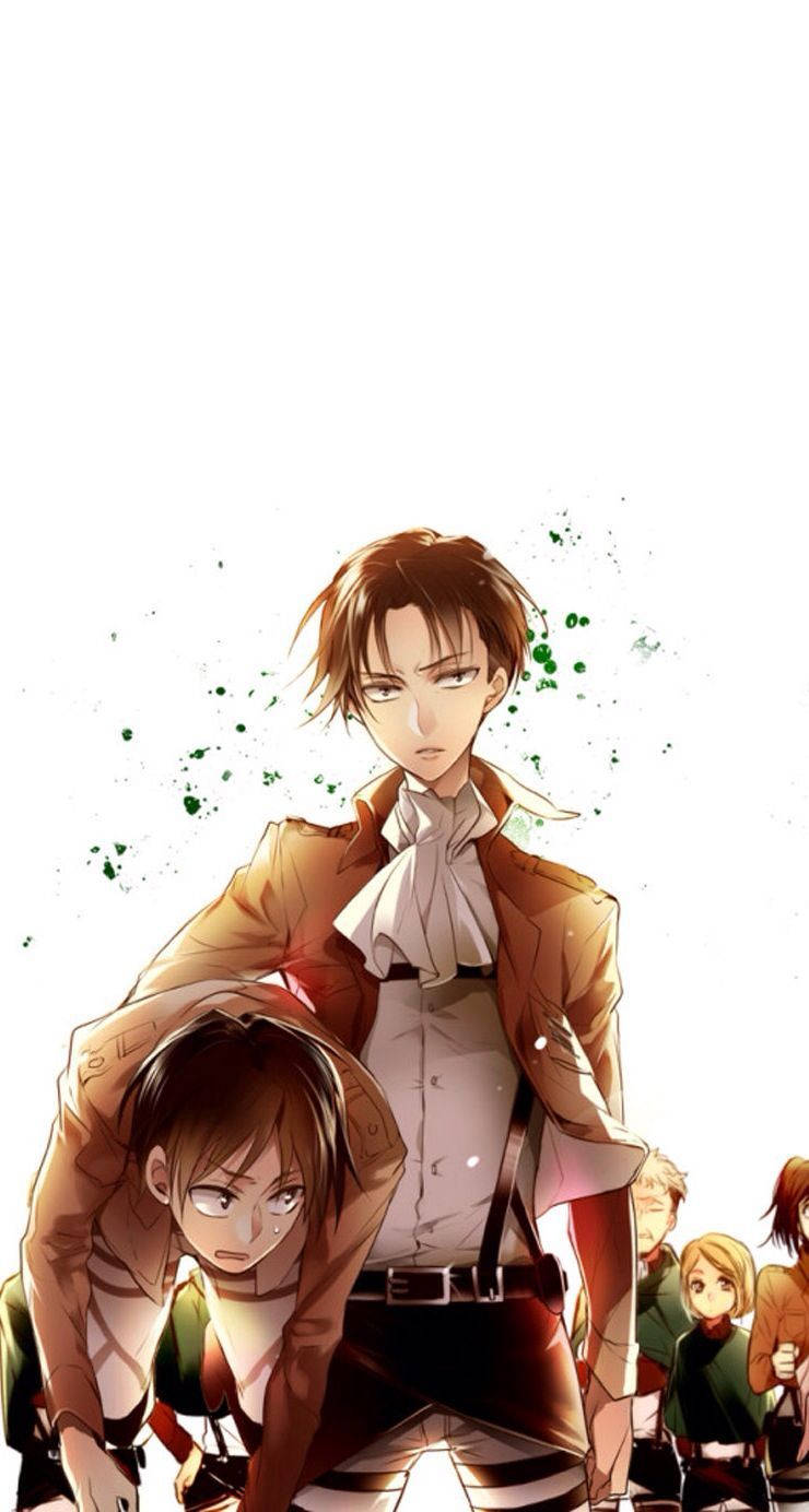Levi Carrying Eren Attack On Titan Iphone Background