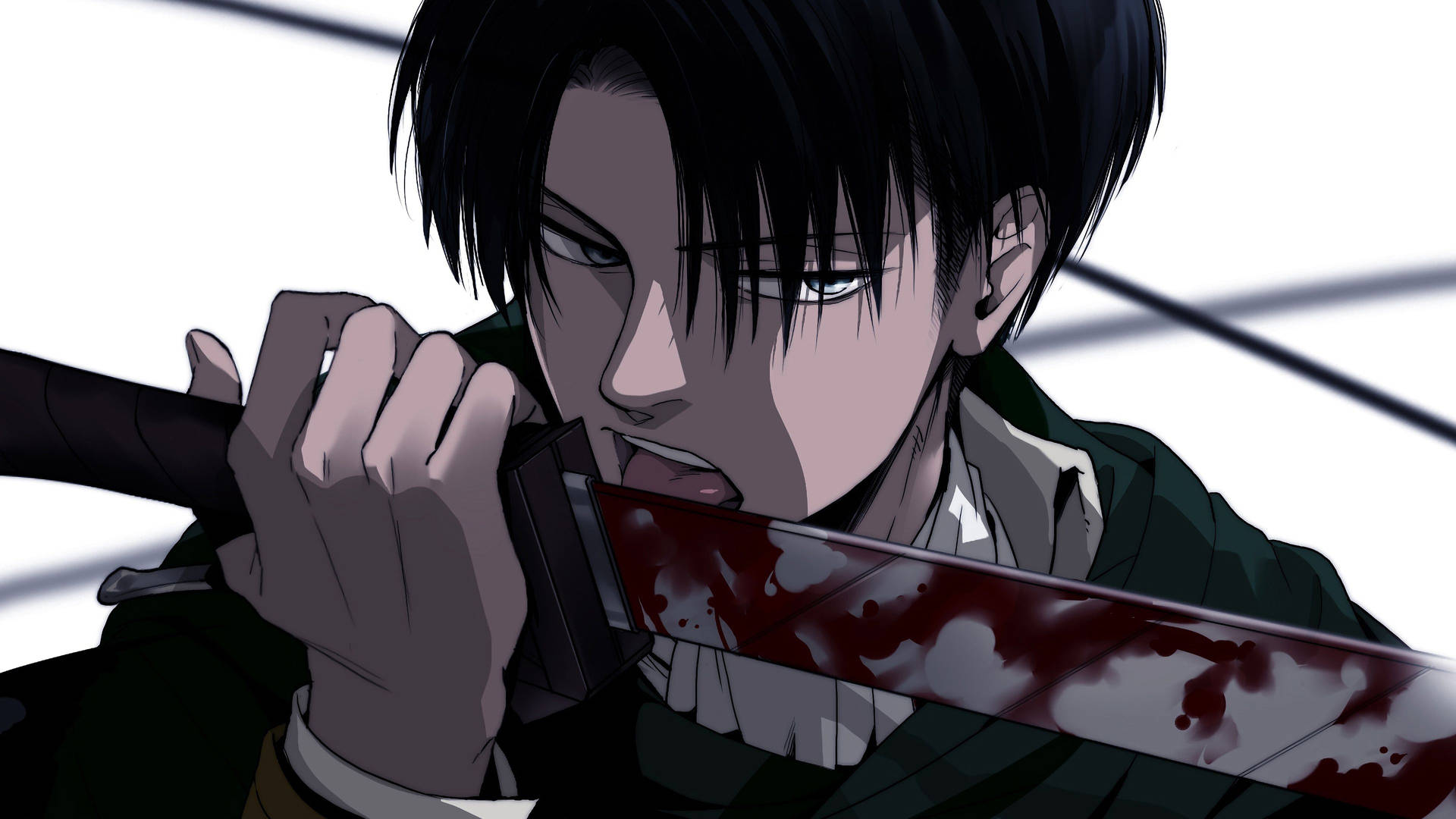 Levi Licking Bloody Sword 4k Background