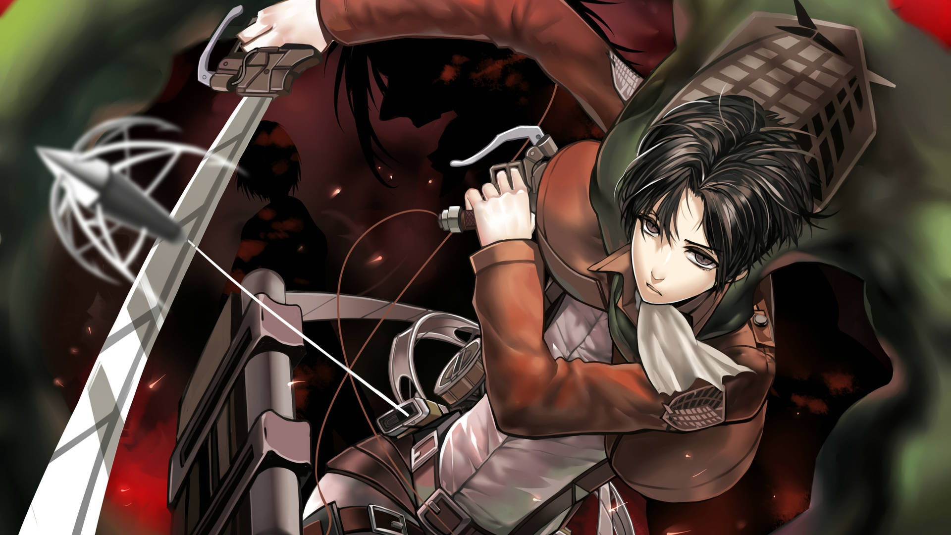 Levi Lunging With His Sword 4k Background