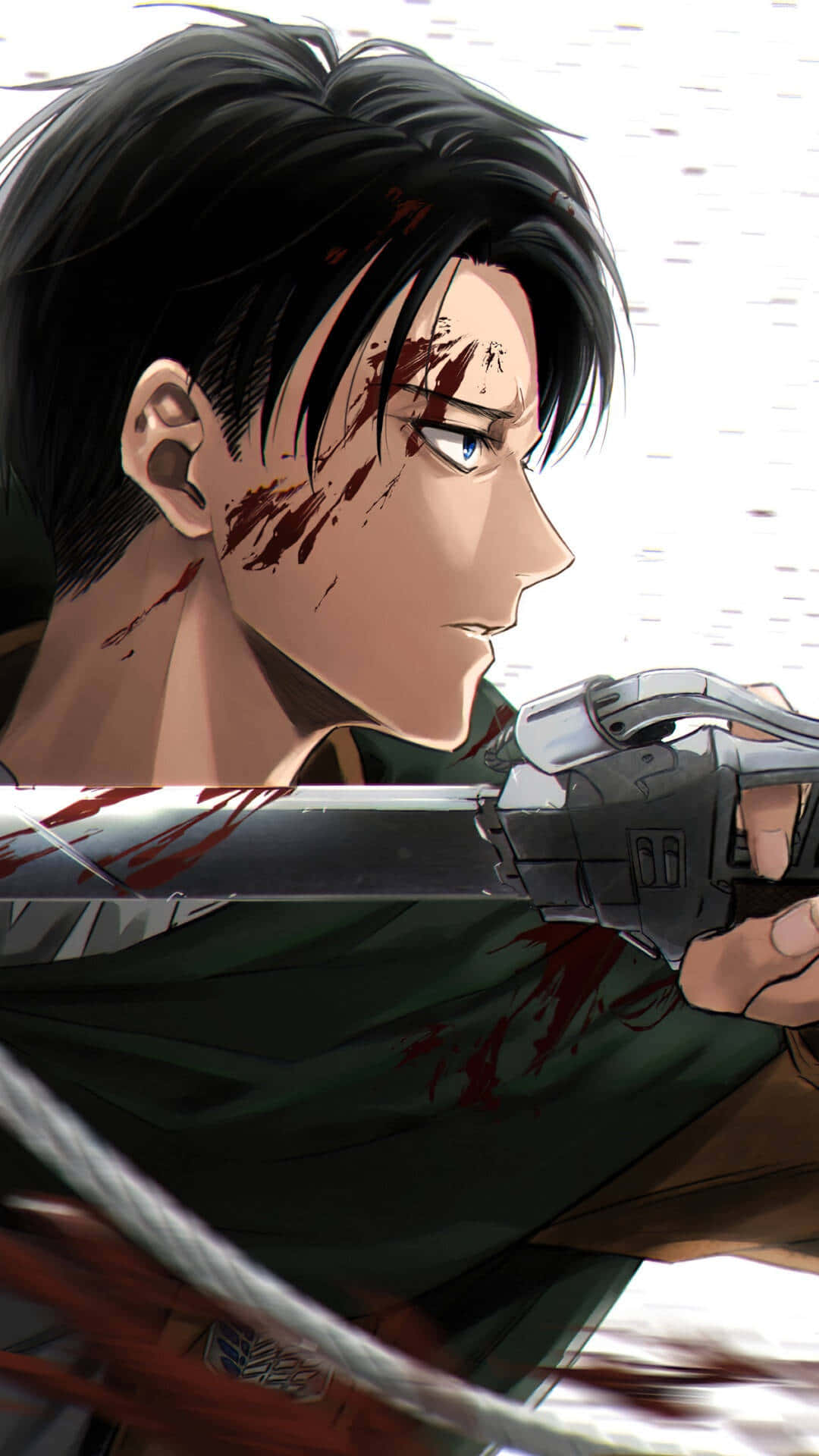 Levi Pfp Side View With Sword Background