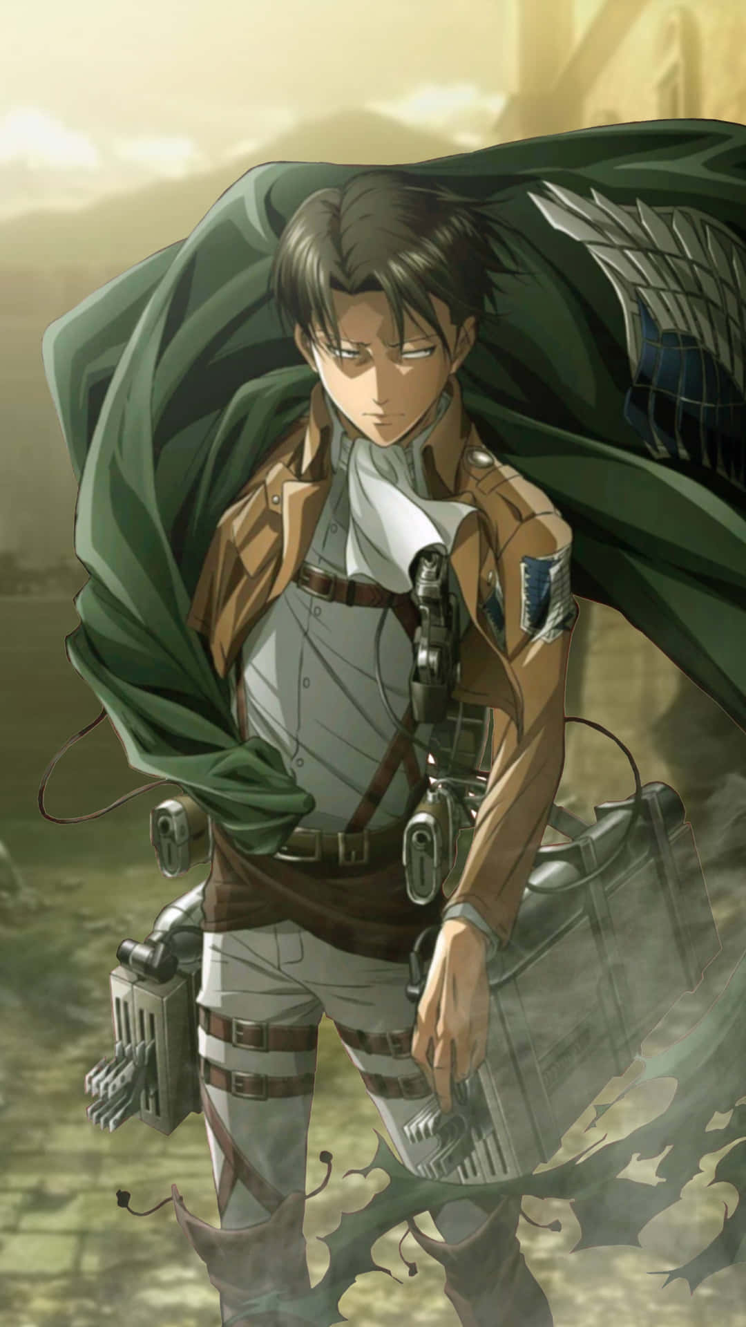 Levi Pfp With Full Uniform Background