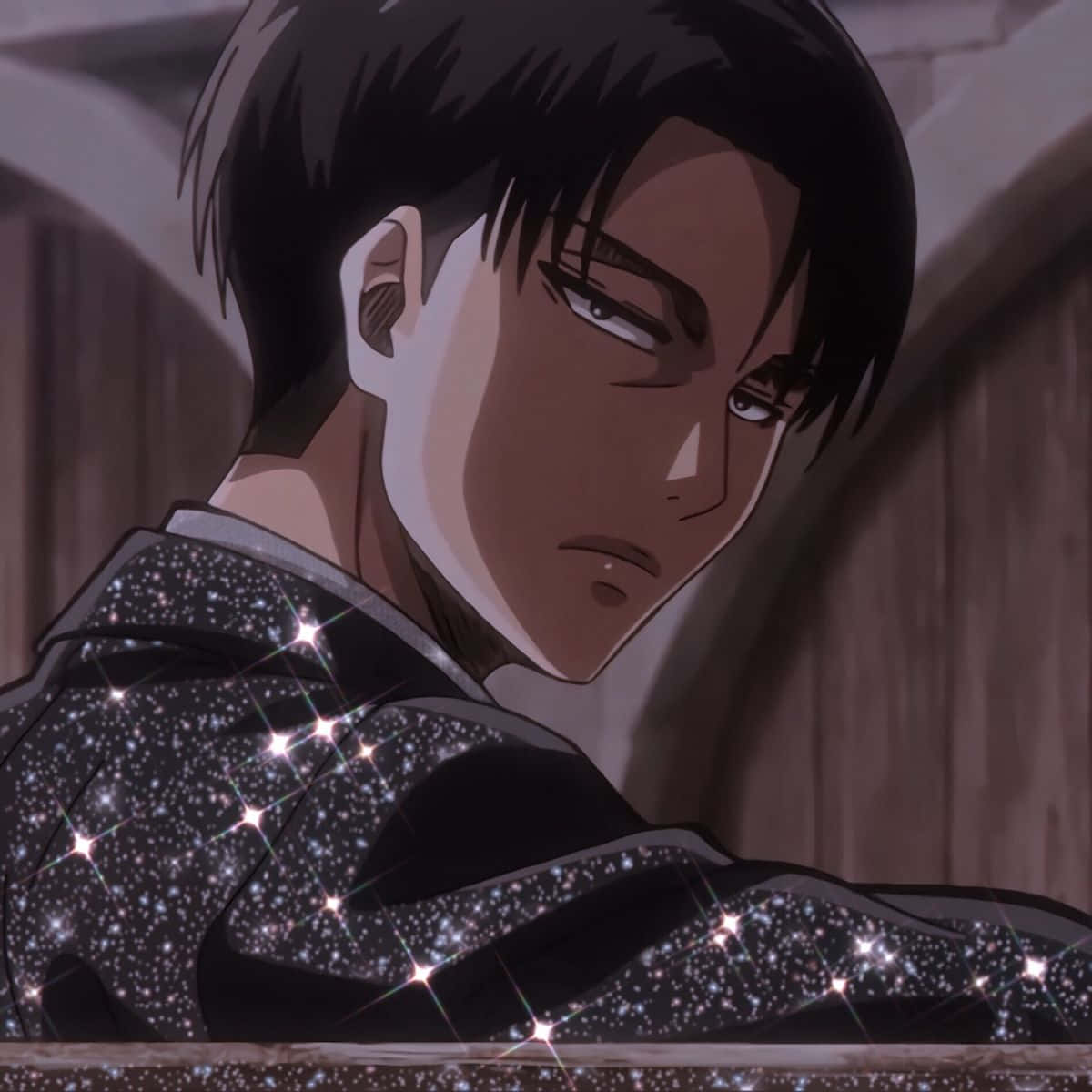 Levi Pfp With Glittery Suit Background