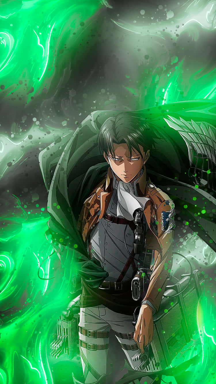 Levi Pfp With Green Glow Background