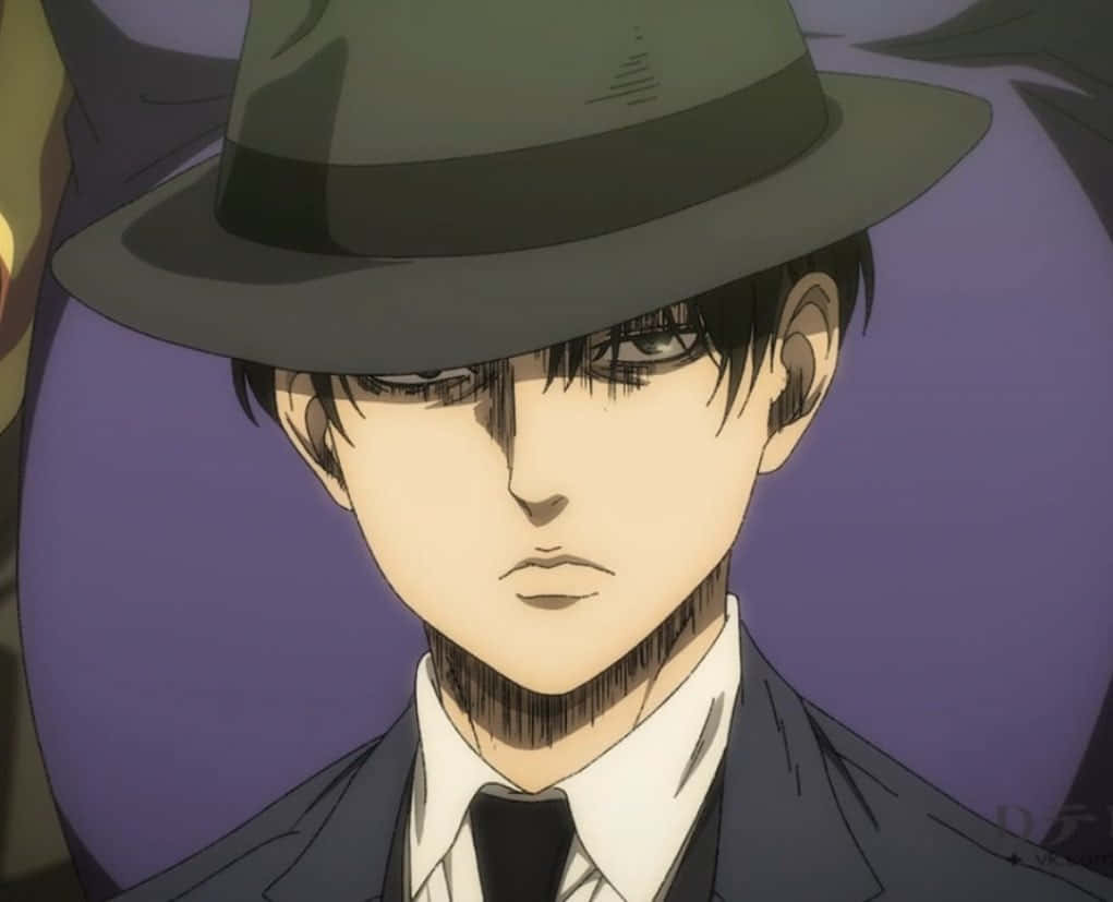 Levi Pfp With Hat And Suit Background
