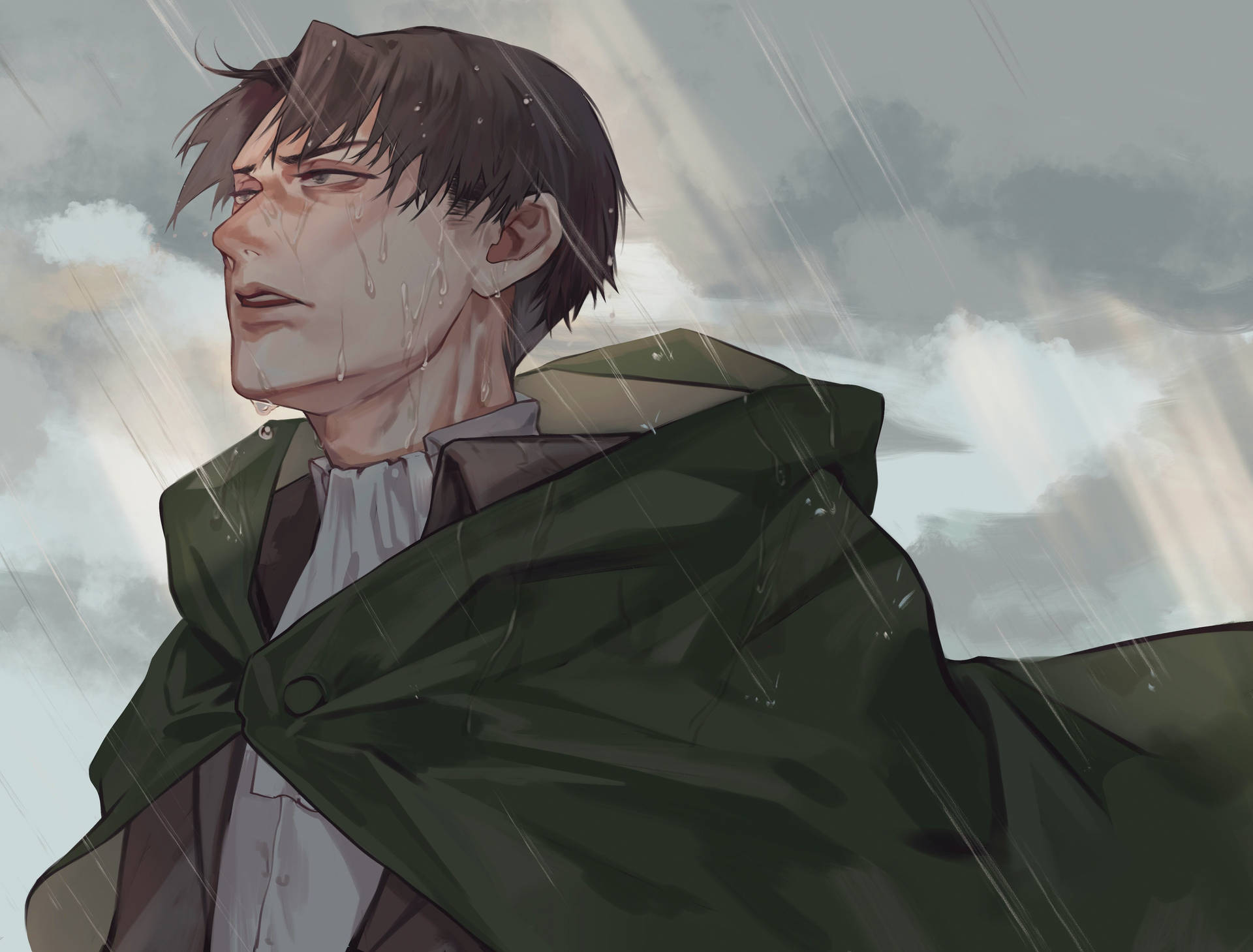Levi Soaked In The Rain 4k Background