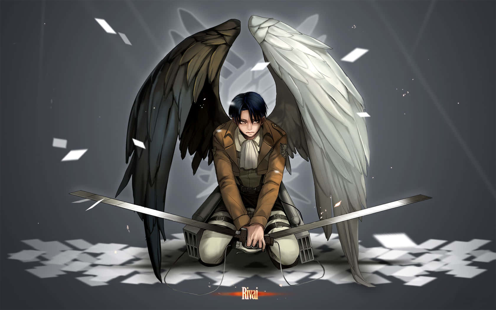 “levi Stands Ready To Take Down Any Titan Of Attack On Titan” Background