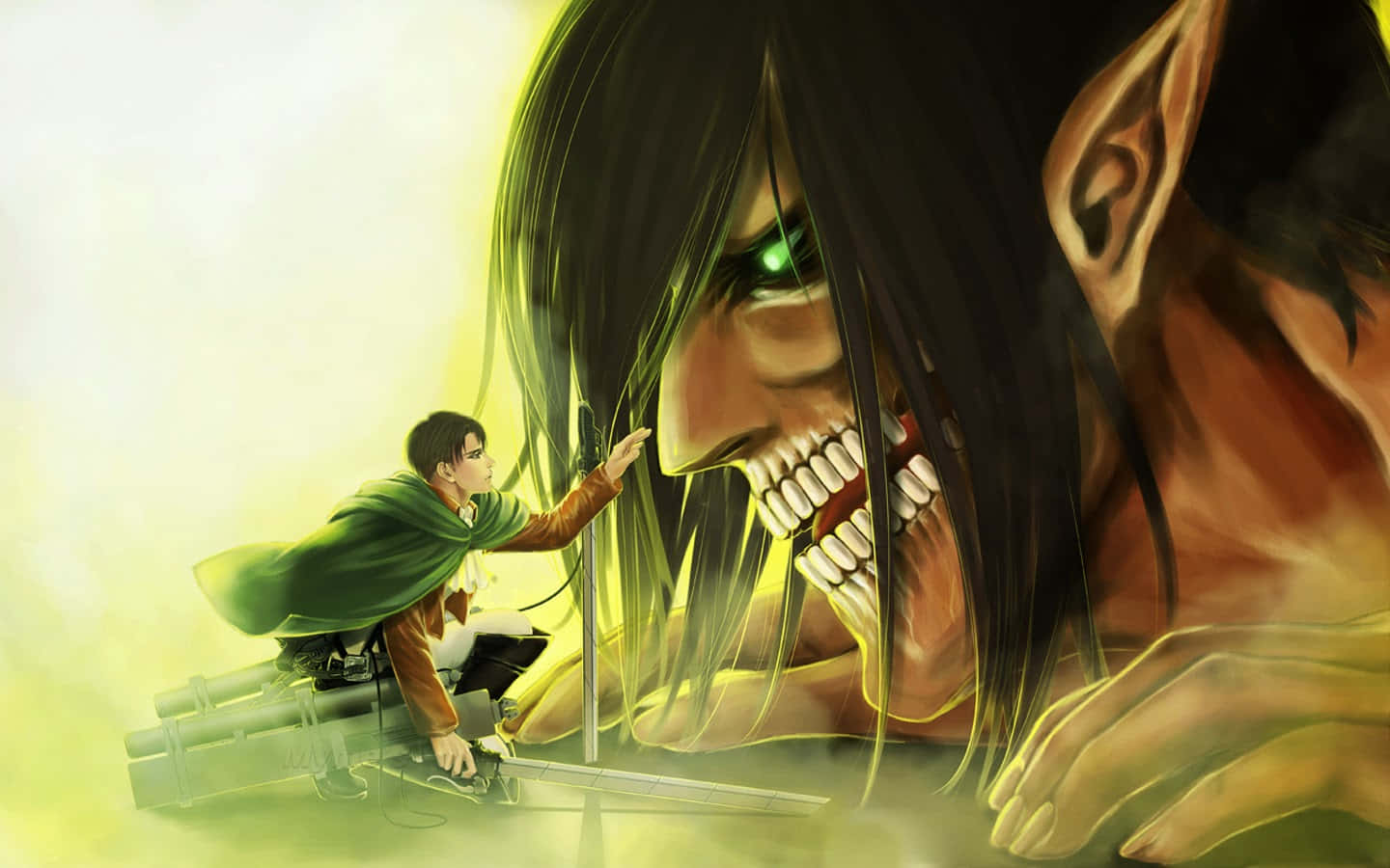 Levi Talking With Titan Eren Yeager Background