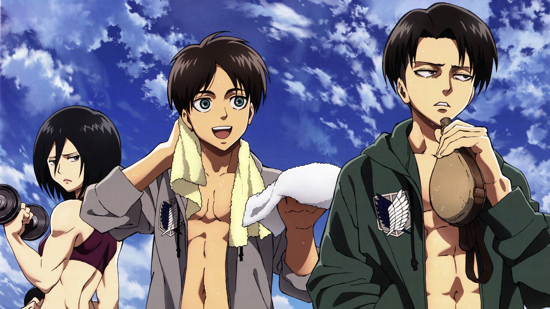 Levi With Mikasa And Eren 4k Background