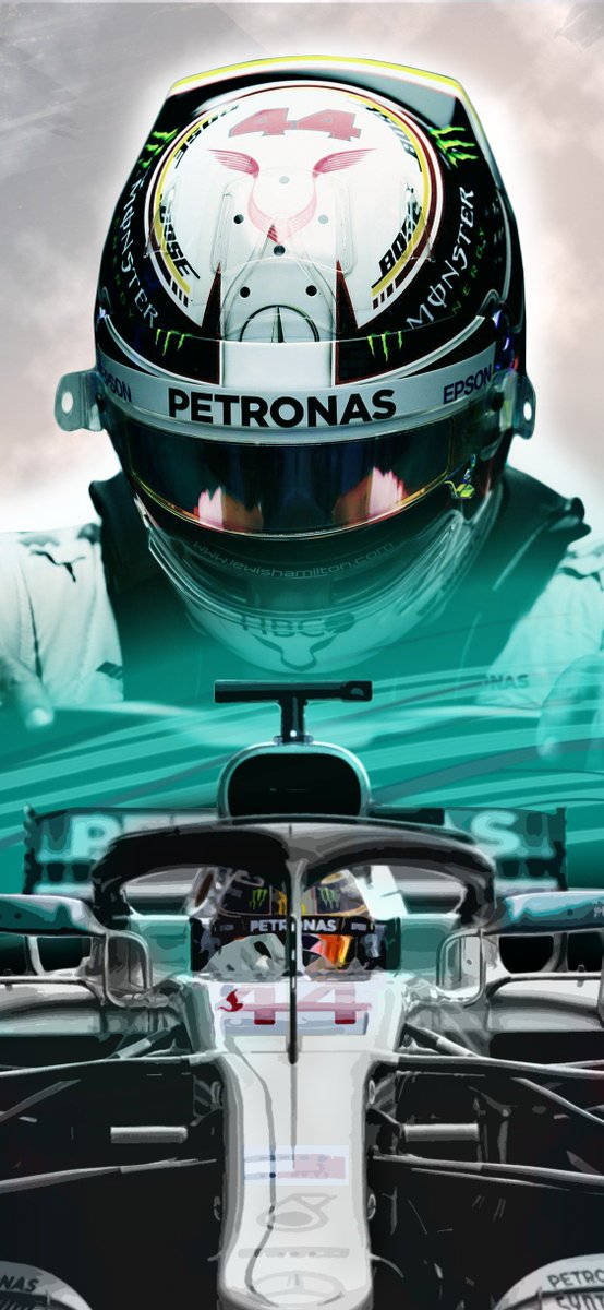 Lewis Hamilton F1 Poster With Helmet Background