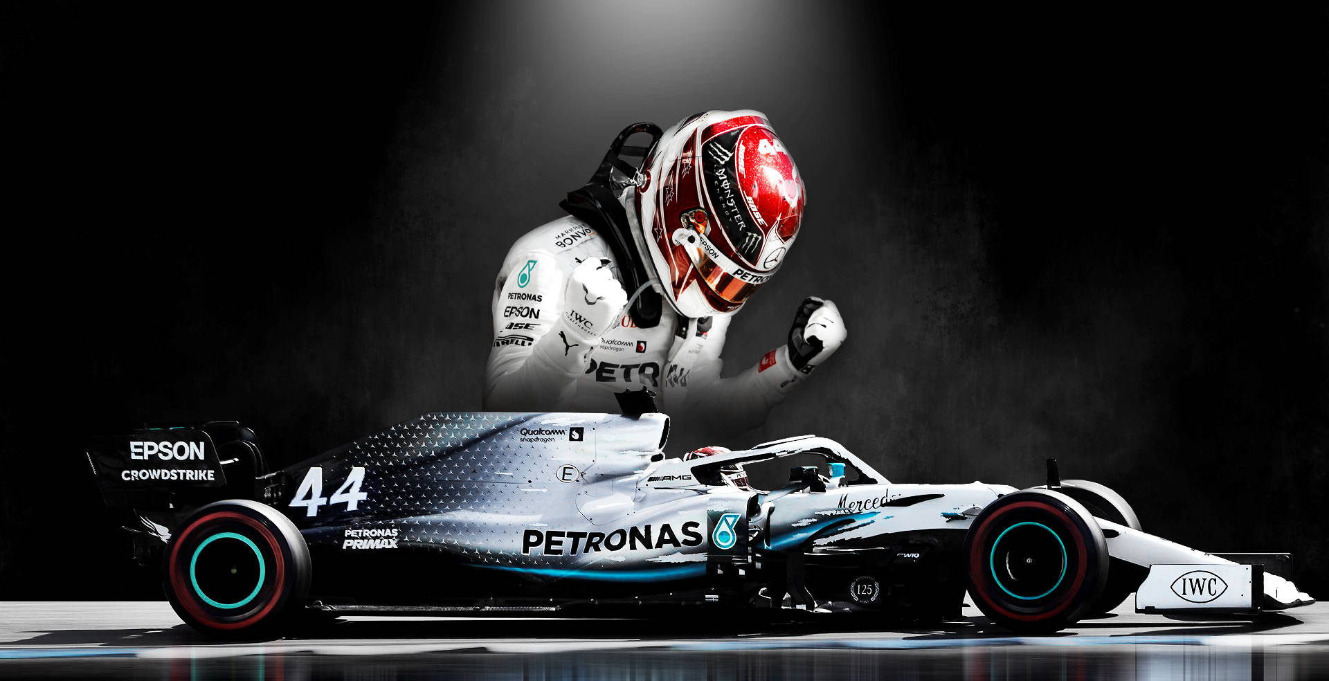 Lewis Hamilton F1 With His Racing Car Background