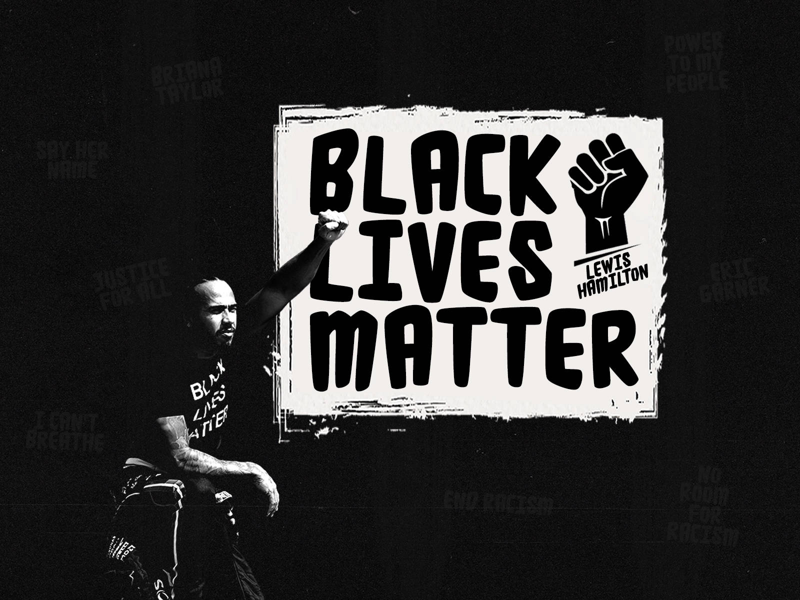 Lewis Hamilton Raises Fist In Black Lives Matter Solidarity Background