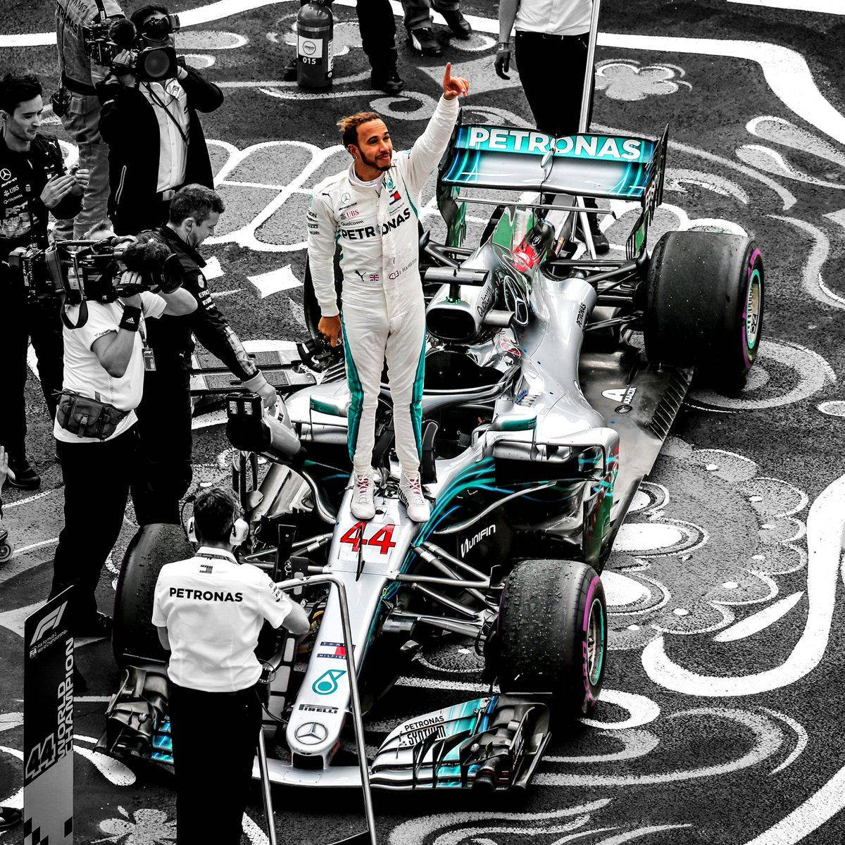 Lewis Hamilton Waving Standing Background