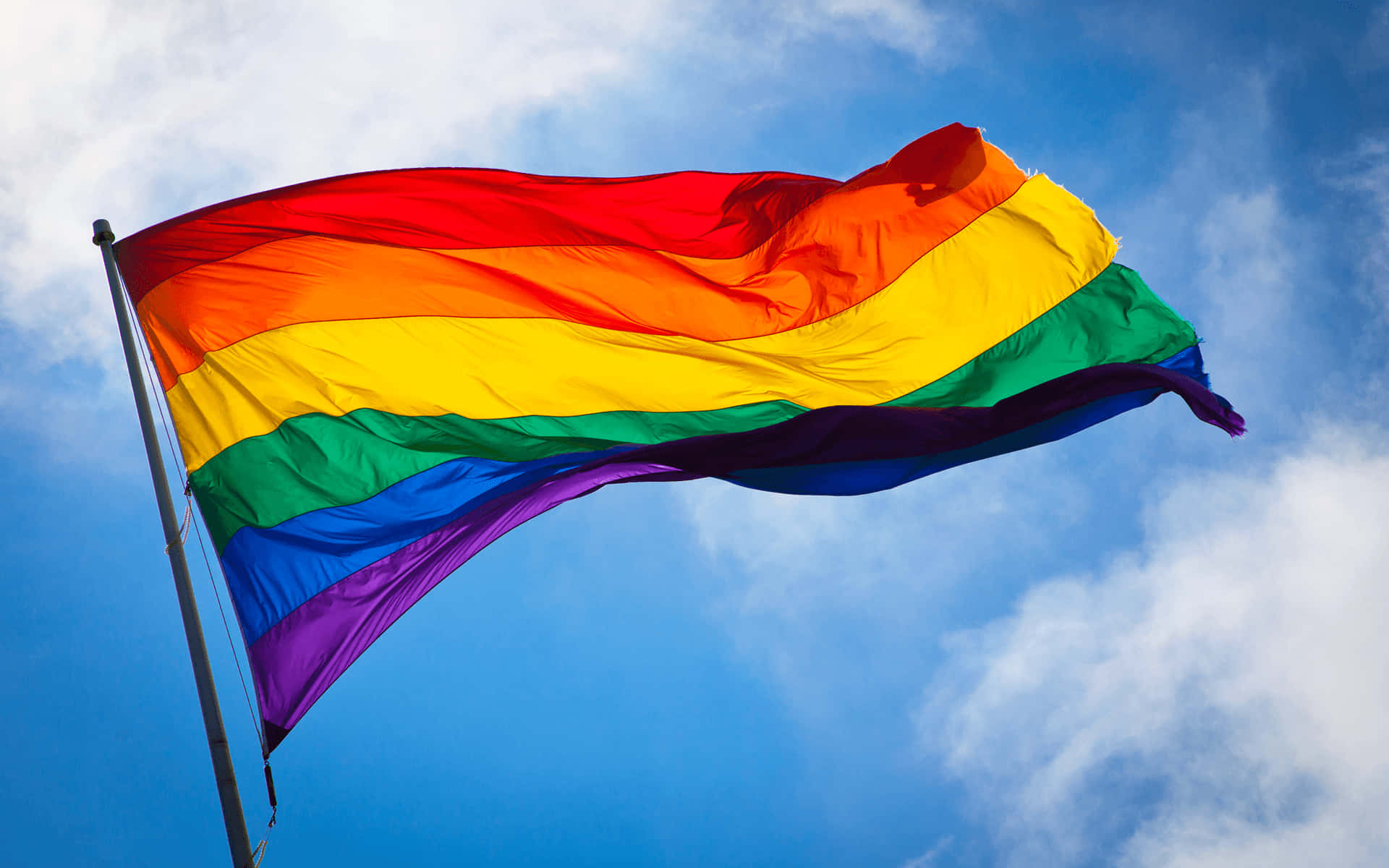 Lgbt Rainbow Flag Blue Sky Background