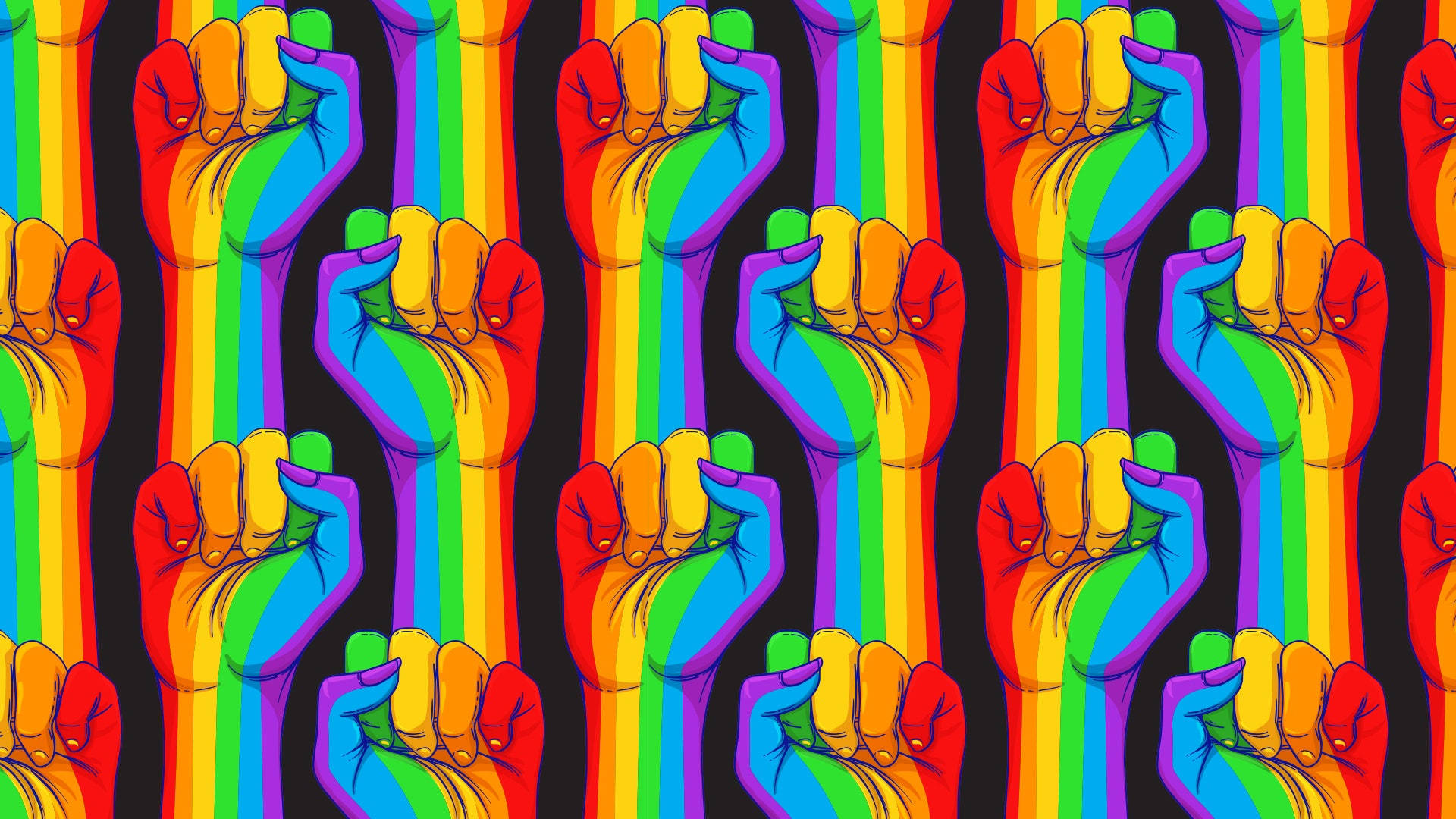 Lgbt Raised Rainbow Fist Background