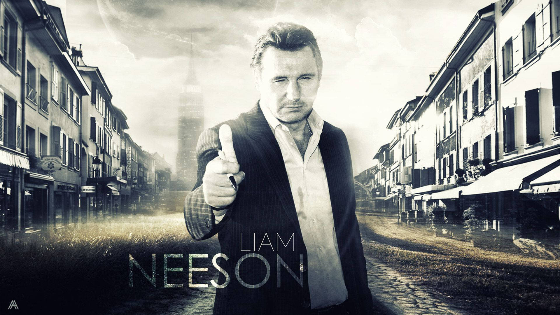 Liam Neeson Giving Thumbs Up - Fan Art Background