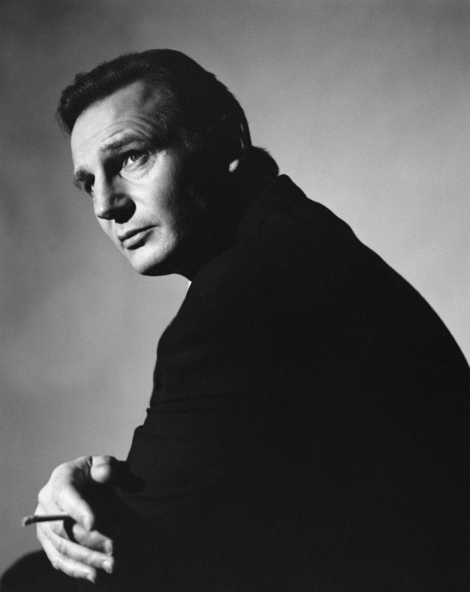 Liam Neeson Side Profile Look Up Smoking