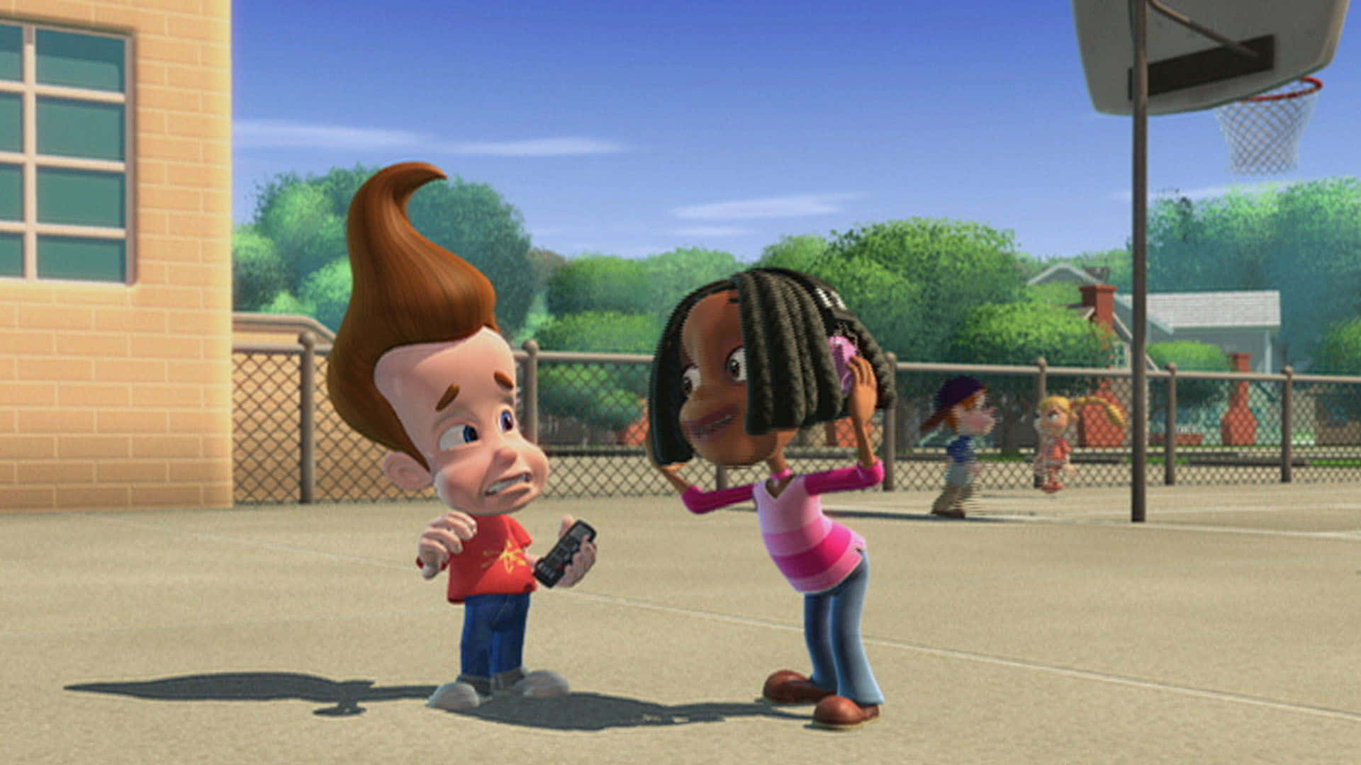 Libby With Jimmy Neutron Boy Genius Background