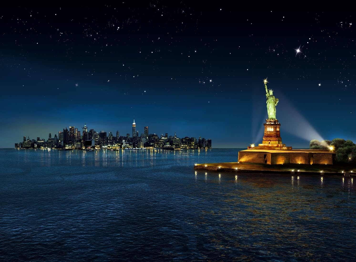 Liberty Island New York Night Iphone Background