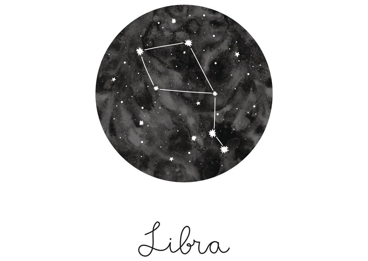 Libra Cute Black Constellation Background