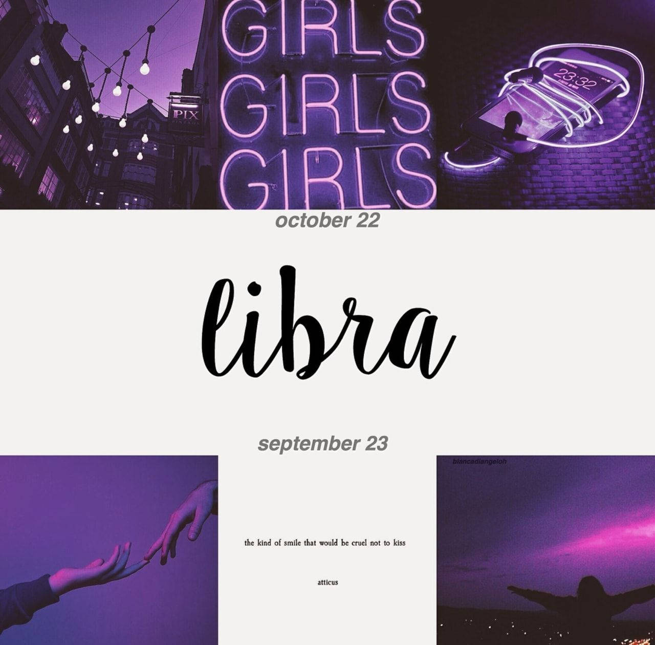 Libra Purple Collage Background