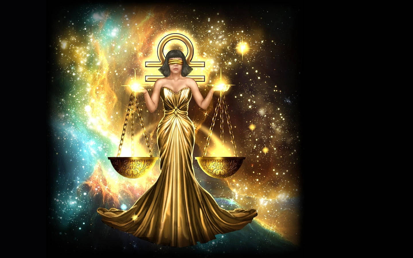 Libra Zodiac Golden Lady Background