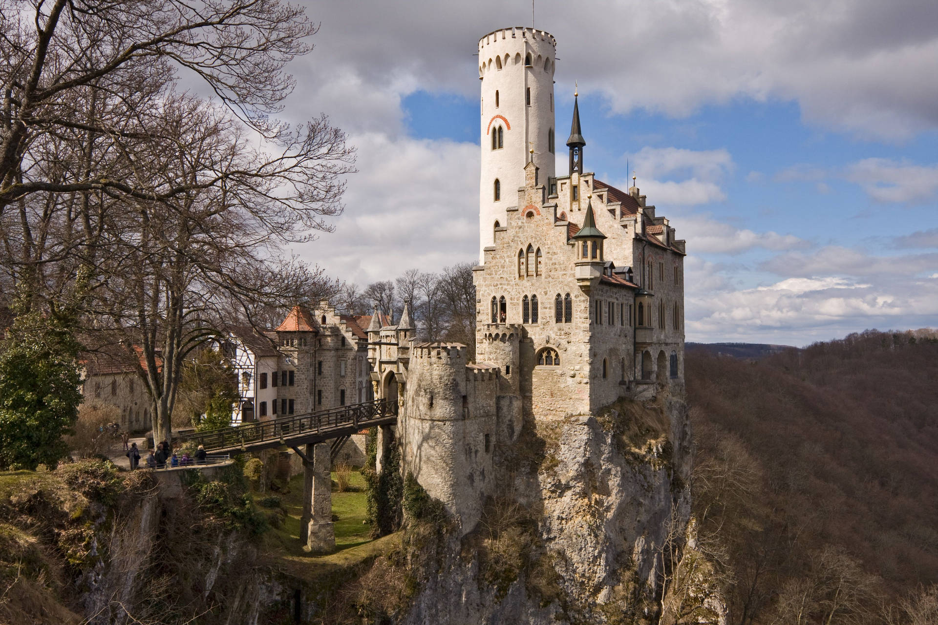 Lichtenstein Castle At Fall Background