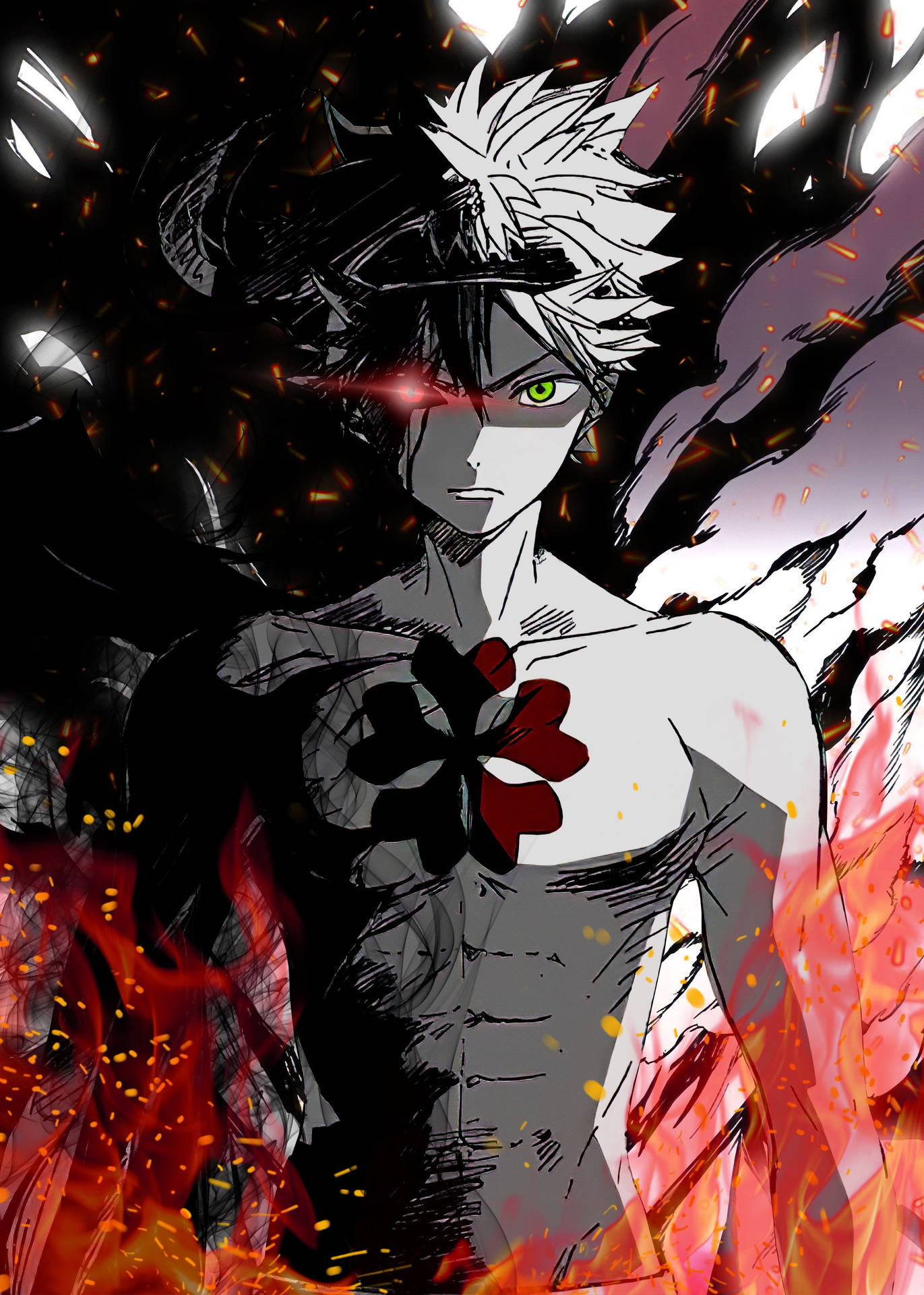 Liebe Black Clover Red Leaf Tattoo Background