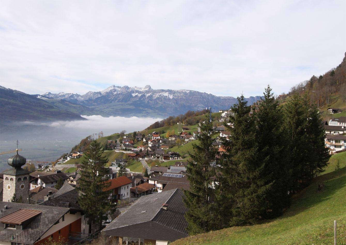 Liechtenstein Houses In Mountain