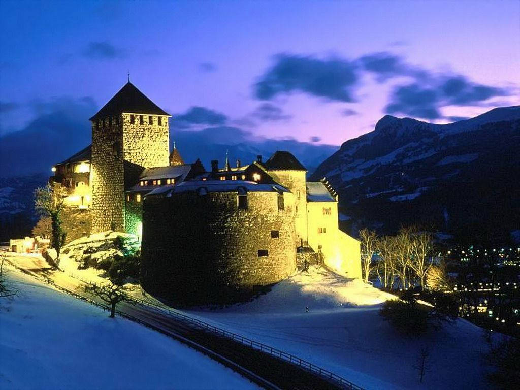 Liechtenstein Vaduz Castle At Night