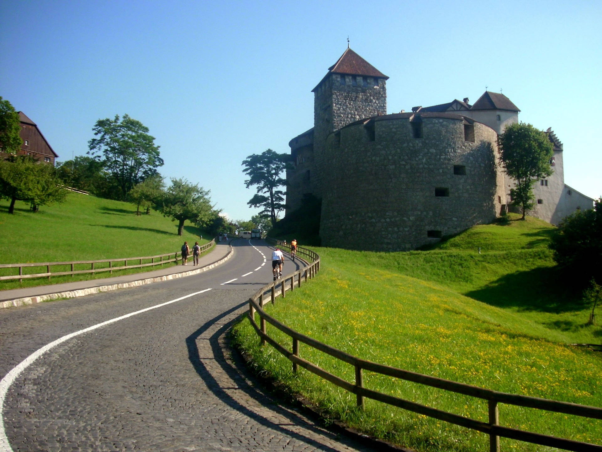 Liechtenstein Vaduz Castle Road Side Background