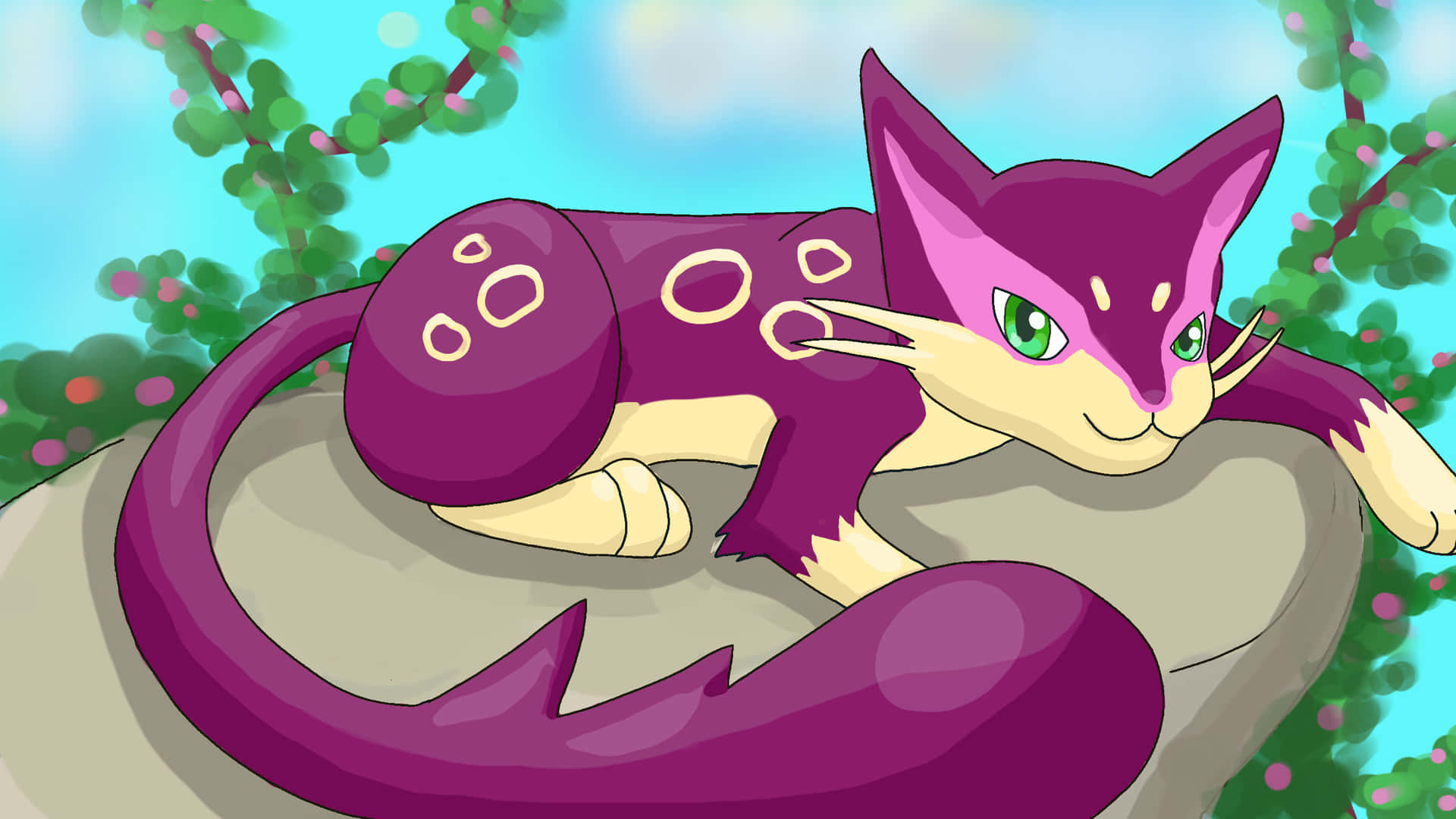 Liepard Resting On Rock Background