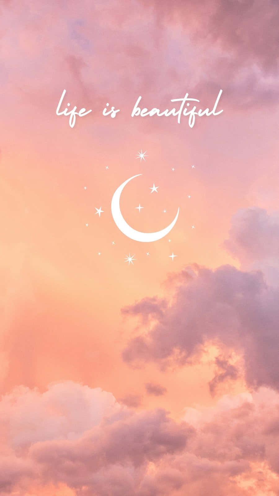 Life Is Beautiful Typography With Cute Stars