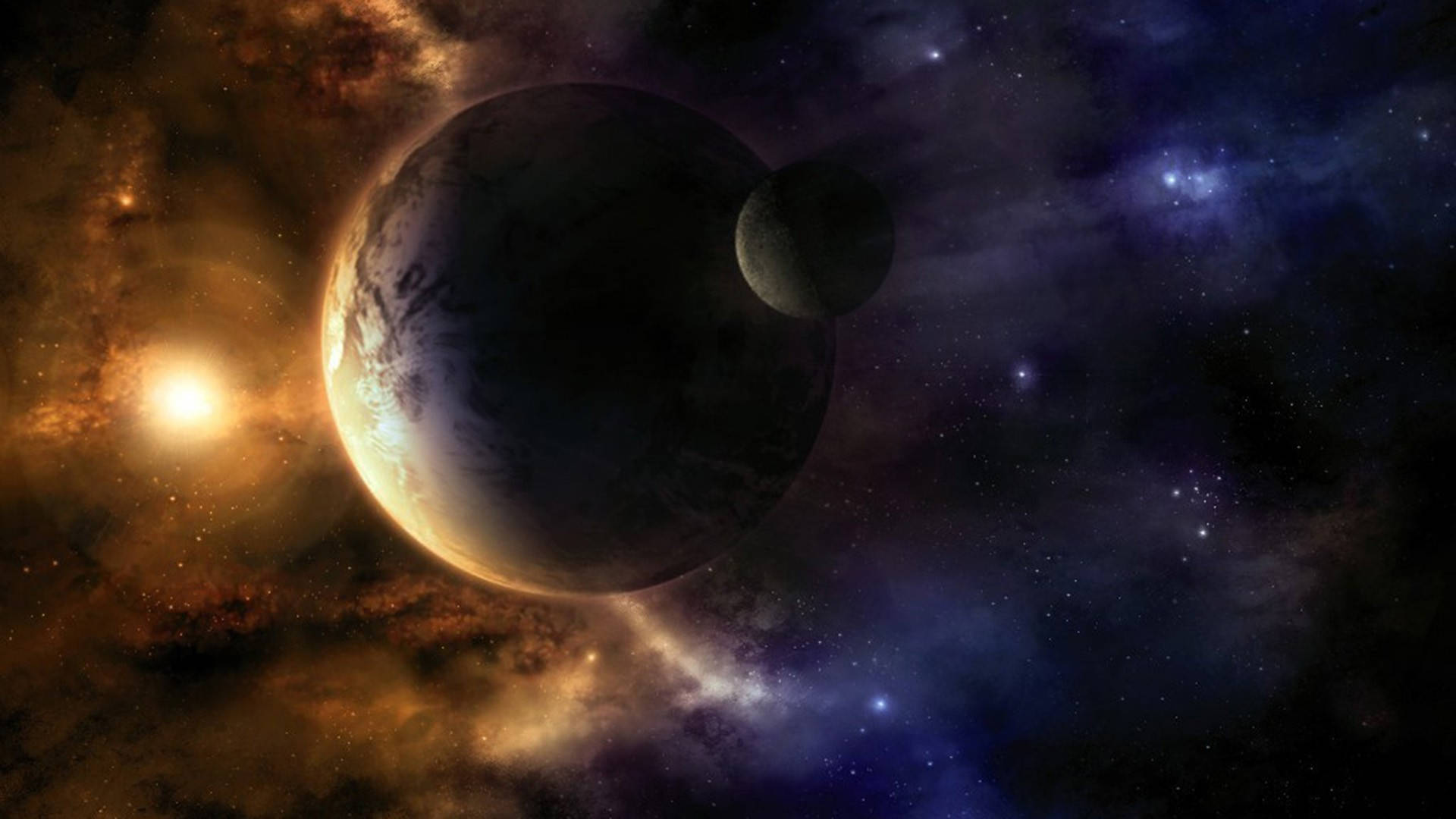 Light And Dark Planet Space Pc Background
