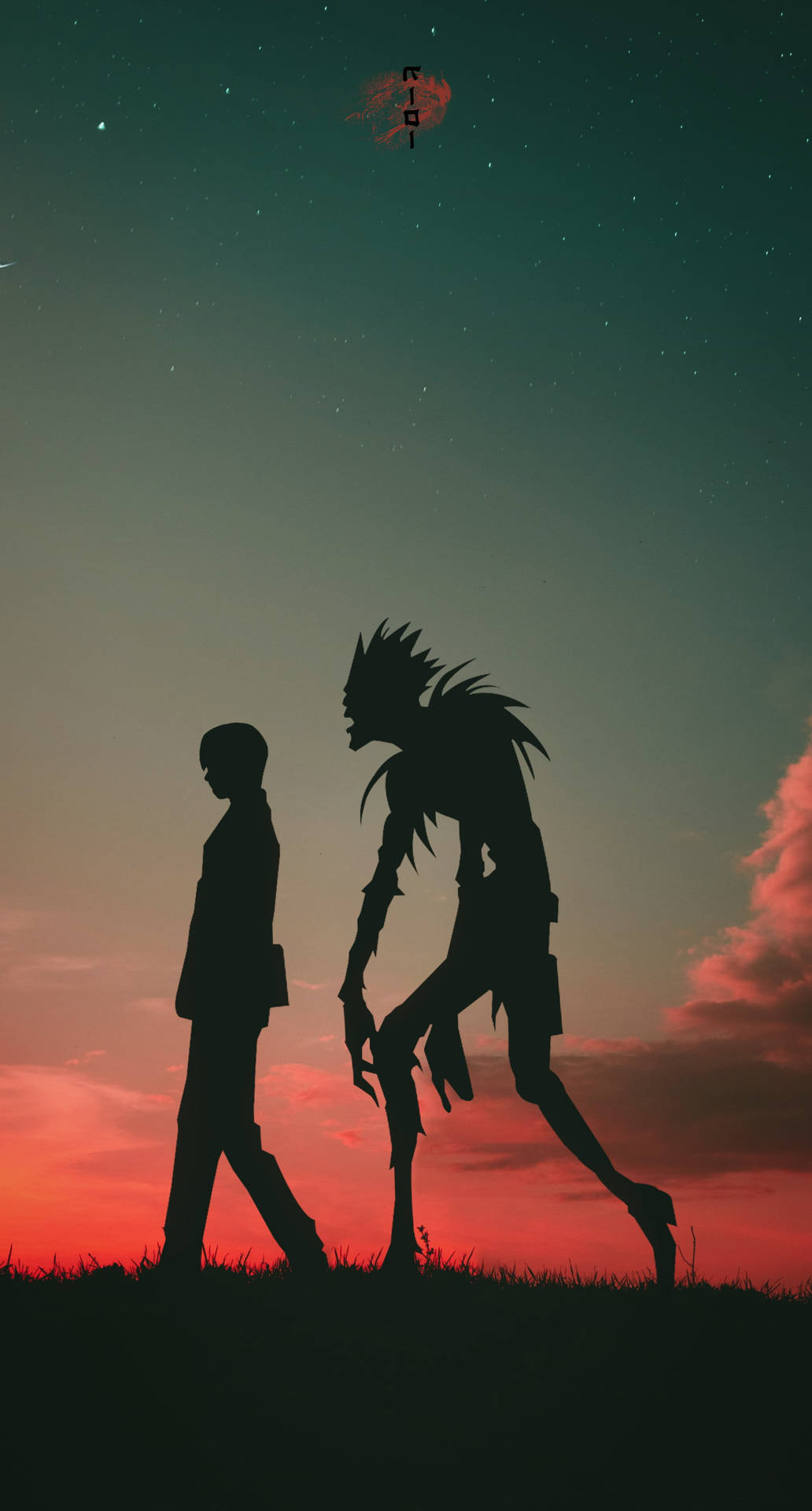 Light And Ryuk Silhouette From Death Note Phone Background