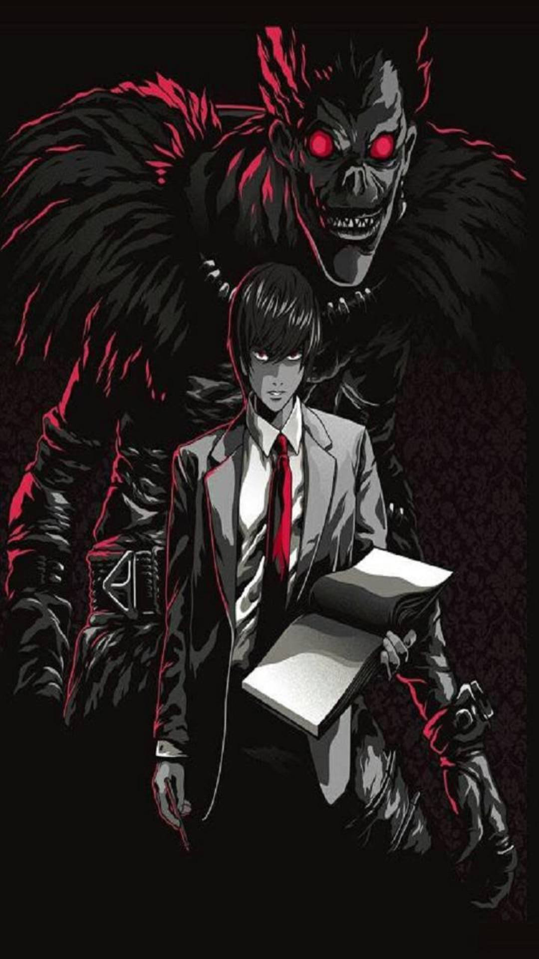 Light And Ryuk - The Unholy Alliance From Death Note On Iphone Wallpaper Background