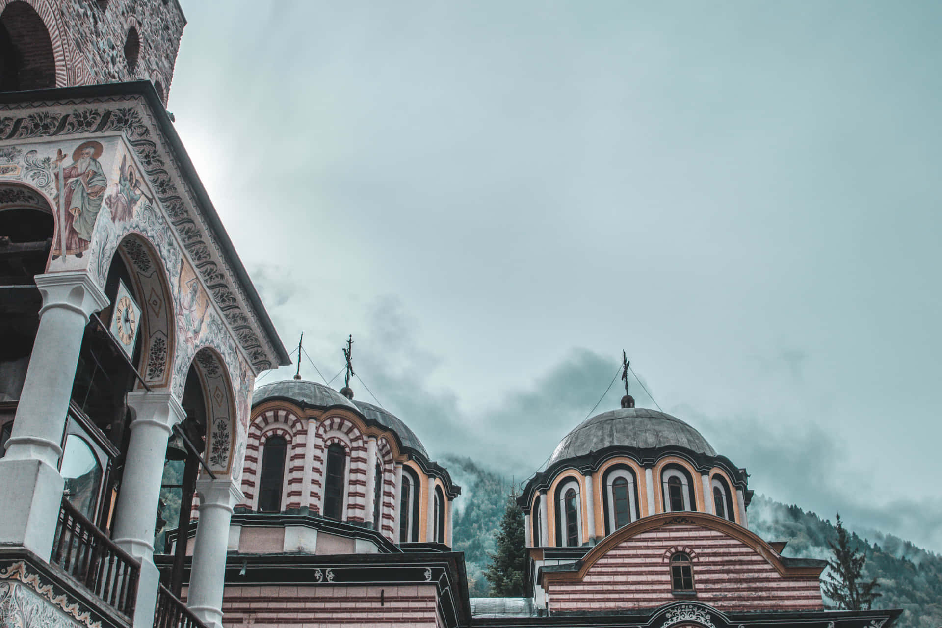 Light Blue Aesthetic Rila Monastery Desktop