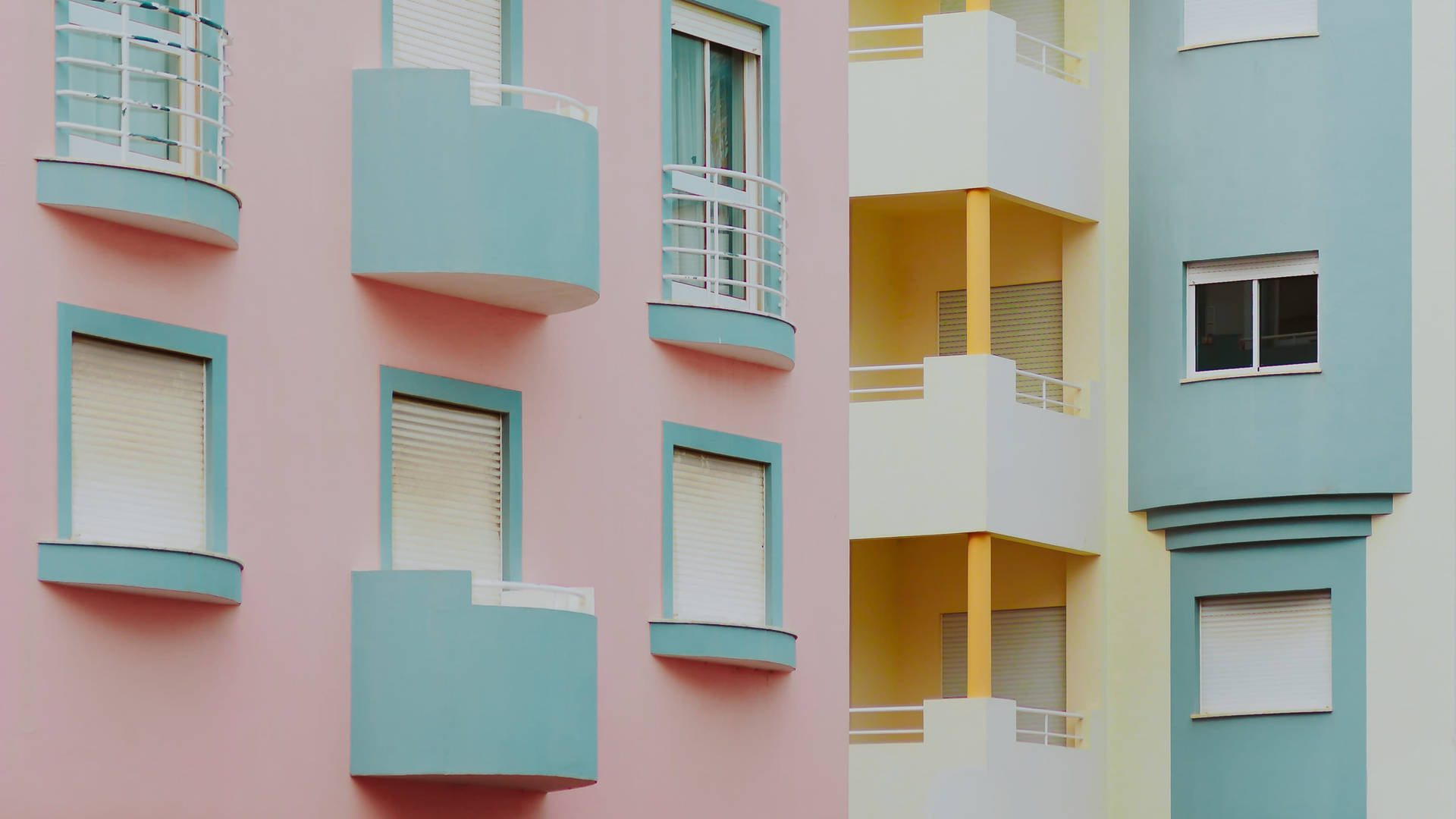 Light Blue And Pink Building Background