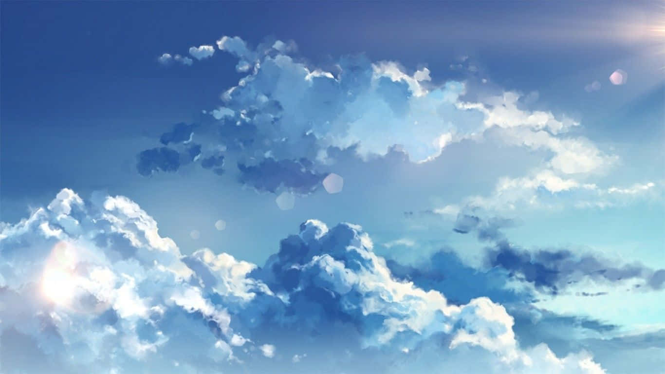 Light Blue Anime Aesthetic Clouds Laptop Background