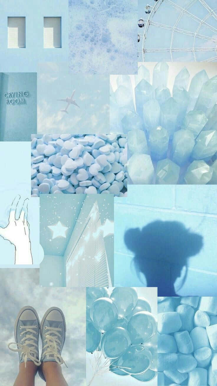 Light Blue Baddie Collage Background