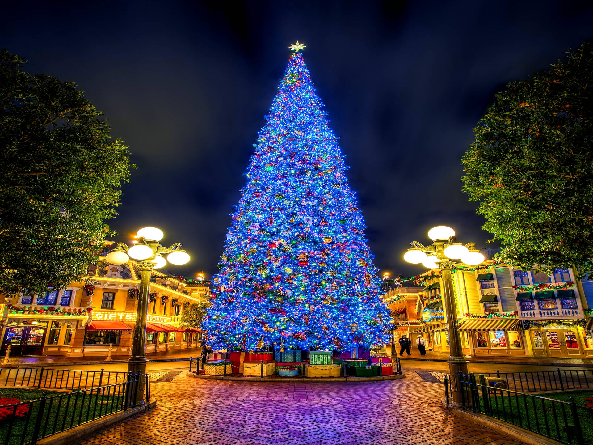 Light Blue Christmas Tree Background