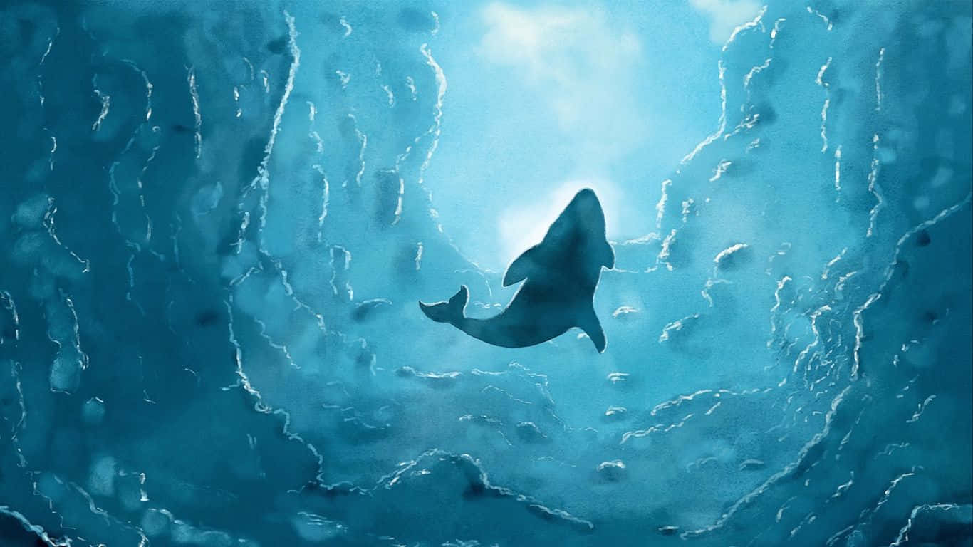 Light Blue Deep Ocean Whale Laptop Background