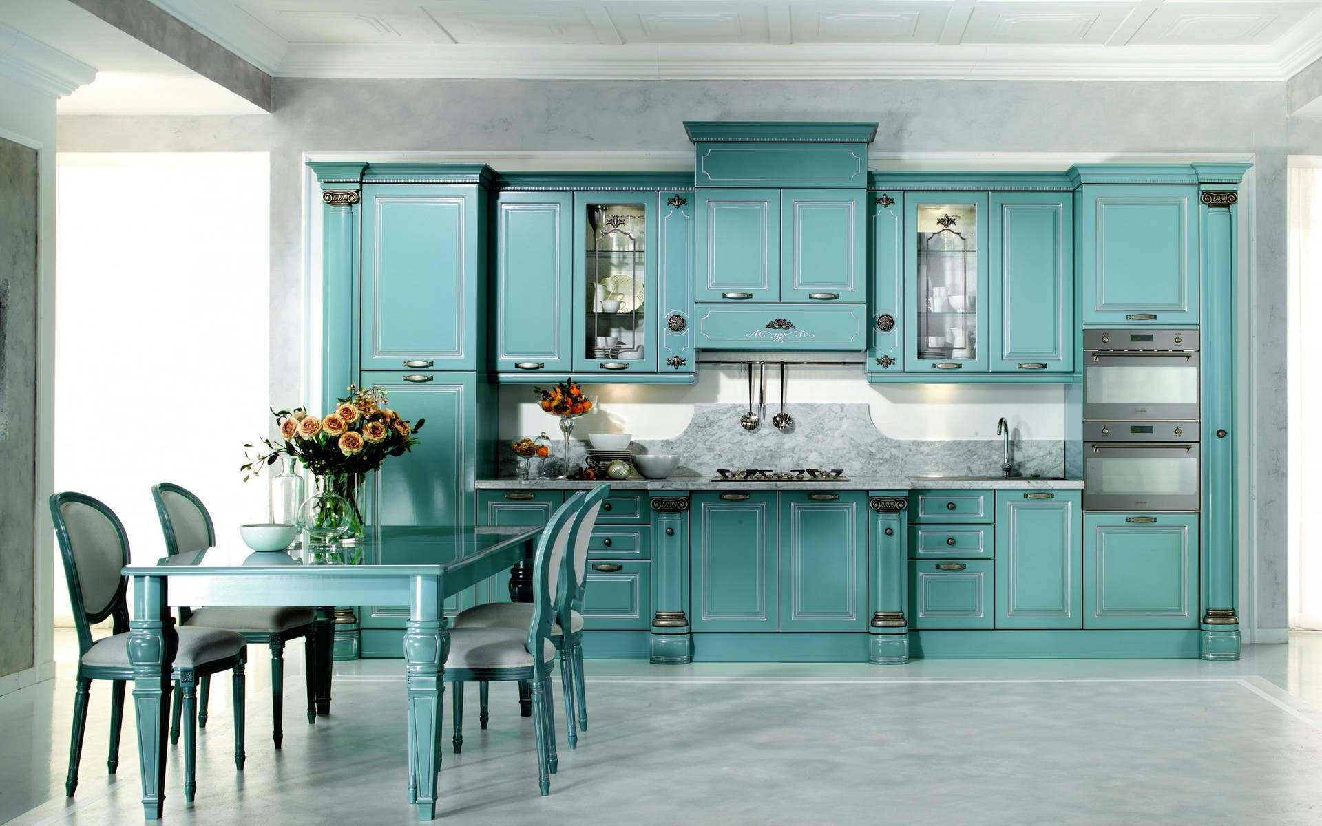 Light Blue Kitchen Design Background