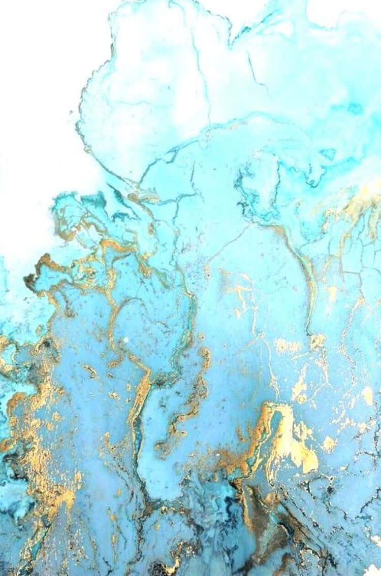 Light Blue Marble With Golden Accents Background