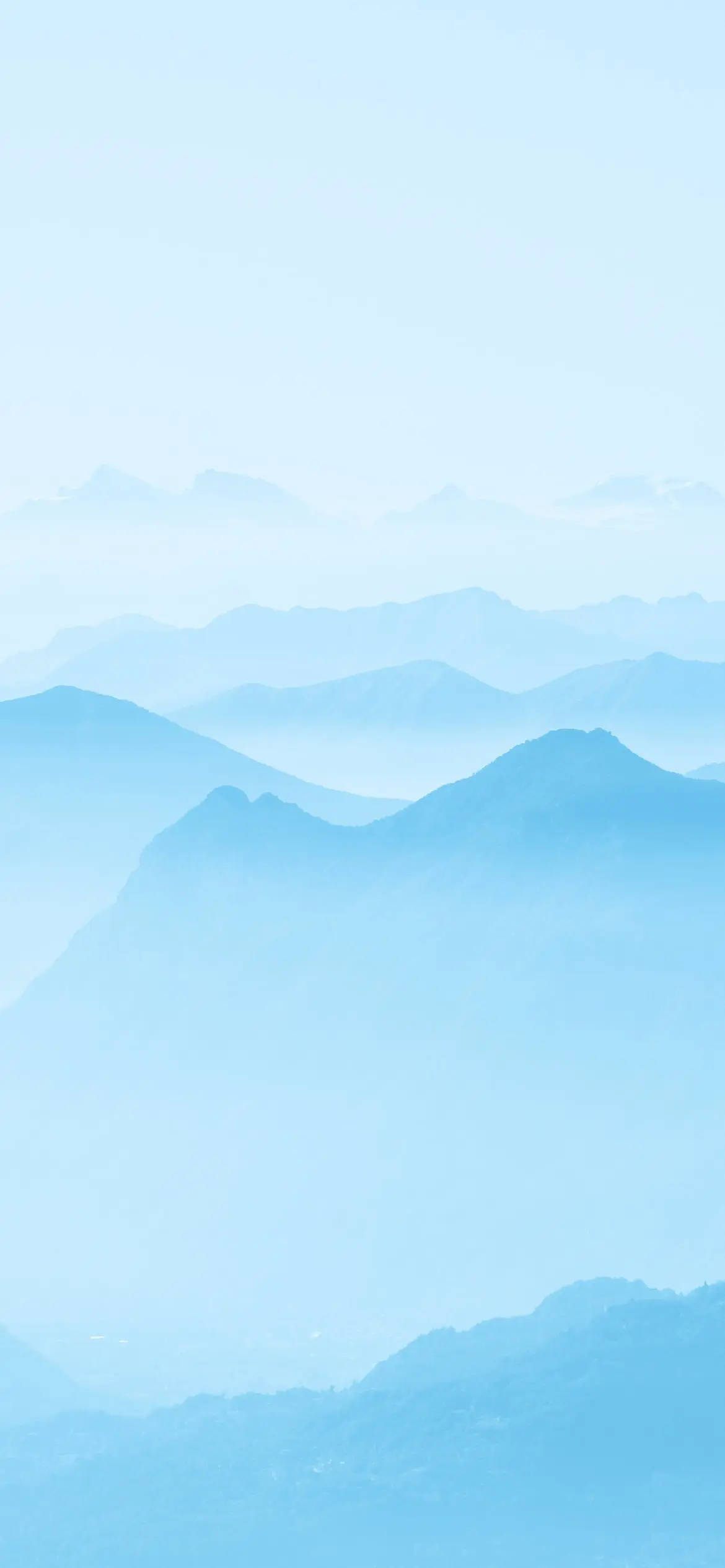 Light Blue Phone Foggy Mountains Background