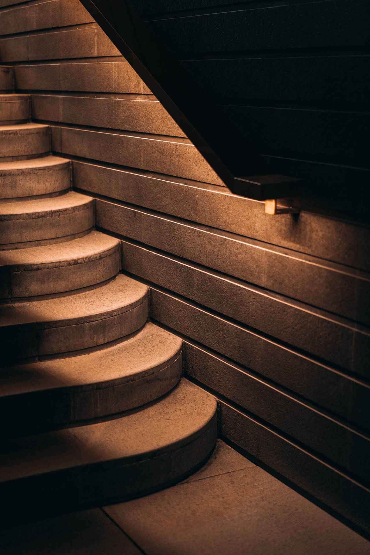 Light Brown Illuminated Staircase Background